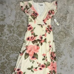 Floral v neck spring dress
